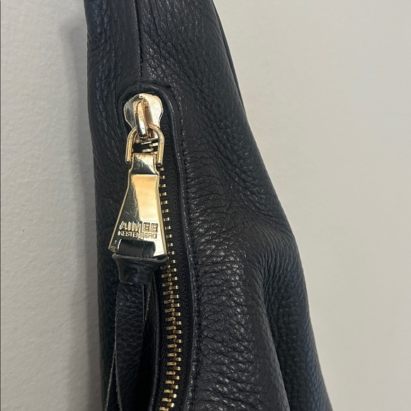 AIMEE KESTENBERG CORFU PLEATED BLACK LEATHER CRESENT HOBO BAG - Picture 5 of 7